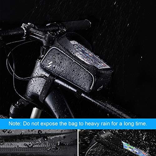 ANVAVA Bike Frame Bag Waterproof Bicycle Top Tube Pouch Phone Holder with Touchscreen Sun Visor and Headphone Hole for iPhone Samsung and other Smartphone Under 6.5 Inch