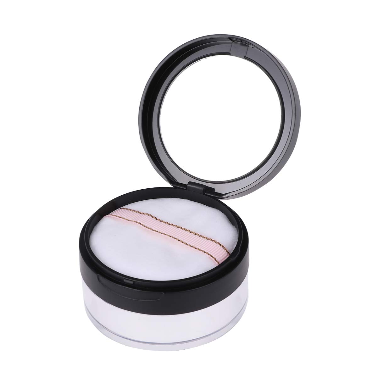 Minkissy Empty Makeup Powder Case Container with Loose Face Powder Puff Compact Case Jars Refillable Powder Bottle with Mirror Powder Holder (Black)