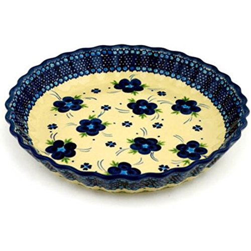 Click Here to See More Images Ceramika Bona H0479C Polish Pottery Ceramic Fluted Pie Dish Hand Painted, 10-Inch