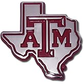 Texas A&M Aggies METAL Auto Emblem with Maroon Trim in Shape of Texas