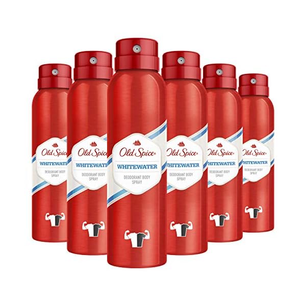 Old Spice Whitewater Deodorant Body Spray | Pack of 6 (6 x 150 ml) | Deodorant Spray Without Aluminium for Men | Men's…
