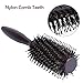 HOMEIDEAS Natural Boar Bristles Round Hair Brush with Wood Handle, Round Comb Twill 2.75 Inch, Styling Essentials for Hair Drying, Styling, Curling