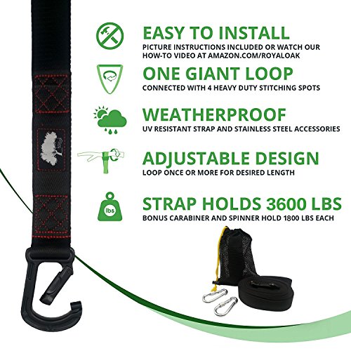 lovehope Hammock Chair Swing Straps Hanging Kit 5Ft Tree Swing Straps 2800+ LBS Heavy Duty 100% No Stretch Versatile Suspension System - Swing Rope Accessories Set Perfect for Tire and Saucer Swing - Thumbnail 2