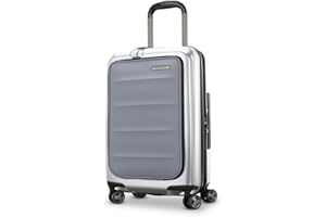 Samsonite Carry-On Pro Front Pocket Hardside Expandable 21-Inch Octiv Luggage: Durable & Impact Resistant, 360° Aero Trac Spinner Wheels, Adjustable Telescopic Handle, TSA Approved Lock - Silver
