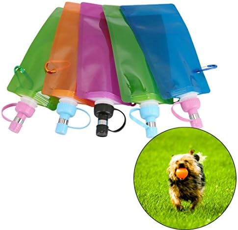 Yeefant 1 Pcs 500ML Dog Pet Outer Folding Foldable Lightweight Travel Sport Water Bottle Outdoor Feed Drinking Bottle,11x4.7 Inch,Random Color
