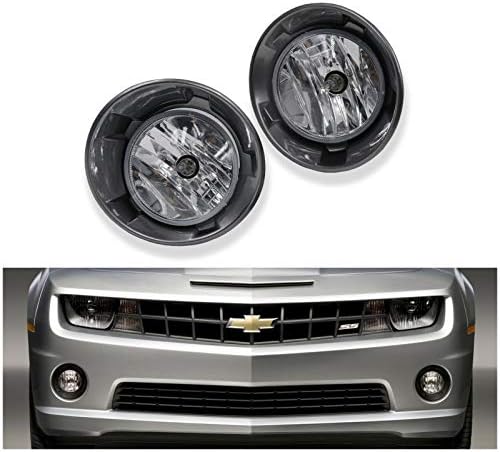 itelleti 2pcs New Left+Right Factory Style Chrome Housing Clear Lens Bumper Fog Lights With Black Bezel/Cover + PS24W Bulbs + Switches + Wiring Harness Kit Compatible With 10-13 Camaro