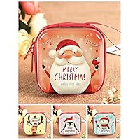 alihua 4 Pcs Christmas Coin Purse,, Mini Wallet Portable Waterproof Candy Pouch Bag, Zipper Enclosure and Durable Exterior, Lightweight Universal Carrying case for Coins Cash Headset