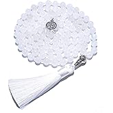 Hovaete 108 Mala Prayer Beads Necklace Natural Stones Meditation Yoga Jewery 108 Hand Knotted Japa Mala Beaded Long Tassel Necklace with Tree of Life Pendant for Men and Women