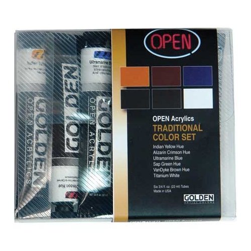 Golden Open Acrylic Set of 6 22 ml Tubes Traditional Colors How To Create Art