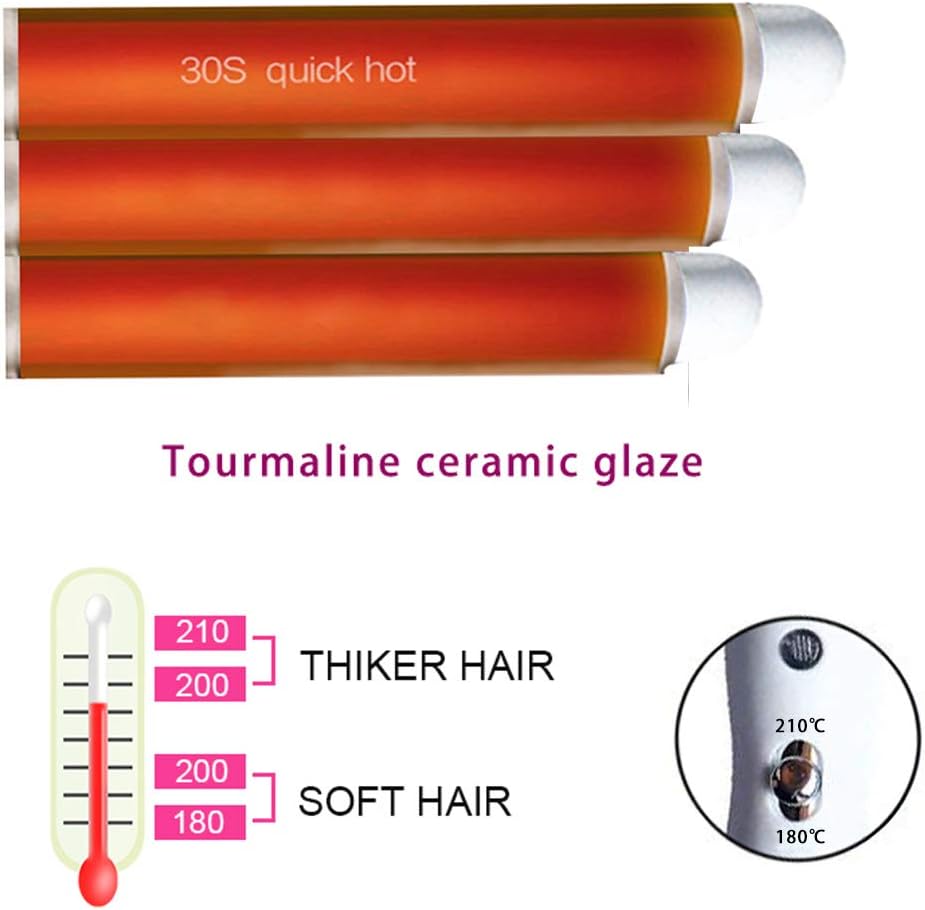 Three Barrel Hair Waver 25MM Big Wave Hair Curling Iron Wand with Two Speed Temperature Control - Image 4