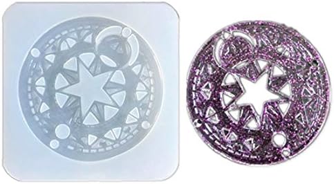 Sakura Magic Array Shape Necklace Pendant Epoxy Resin Silicone Mold,Crafting Clay,Jewelry Earrings Making,DIY Mobile Phone Decoration Tools,Semi-Transparent