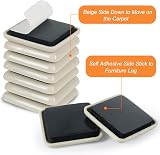 Shintop 16pcs Furniture Sliders 40mm Heavy Self Adhesive Pads Beige Square view 3