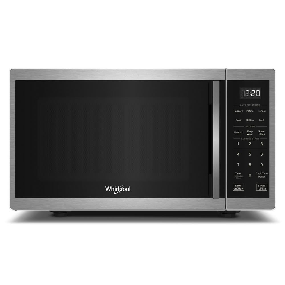 Photo 1 of ** DAMAGE NTERIOR TRAY BROKEN/ VERRY USED*** Whirlpool WMCS3019RS Countertop Microwave with Turntable 0.9 Cu. Ft, Steam Clean, 900 Watt Microwave, Stainless Steel