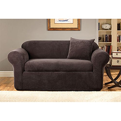 Sure Fit Stretch Metro 2-Piece - Sofa Slipcover  - Espresso (SF39419)