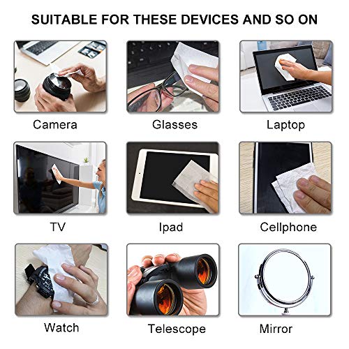 PreMoistened Lens Wipes ALIBEISS Screen Wipes for Glasses, Camera,Tablets, Smartphone, Screens