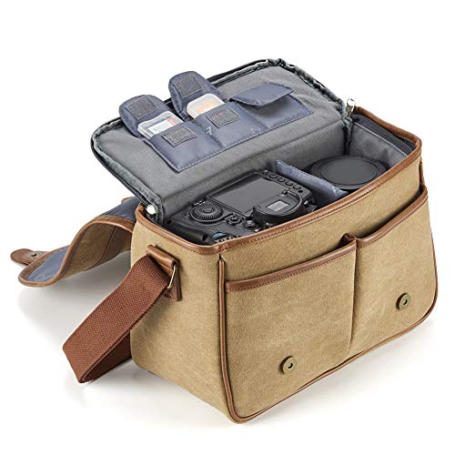 Classic Camera Bag, Evecase Large Canvas Messenger SLR/DSLR Shoulder