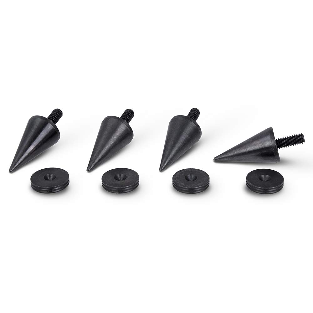 PrecisionGeek – M8 Speakers Spikes and Pads Spikes Ø20x37mm | Pads Ø20x4mm | Black Steel – Set of 4 Spikes & 4 Pads–HiFi Isolation Feet, Anti-Vibration Kit for Speakers,Subwoofers,Soundbars,Cabinets