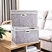 Prandom Large Stackable Storage Bins with Lids [2-Pack] Fabric Decorative Storage Box Cubes Organizer Containers Baskets with Cover Handles Divider for Bedroom Closet Living Room (Gray)