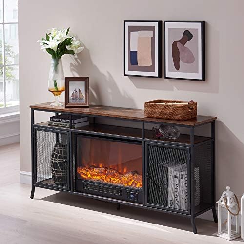 VECELO TV Stand with Electric Fireplace Console Table for Living Room