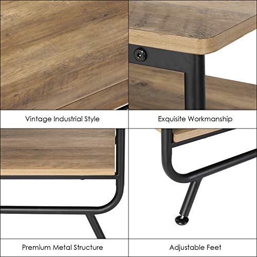 HOMECHO Industrial Coffee Table, 2Tier Wood and Metal Rustic Cocktail