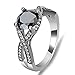 Bamos Jewelry White Black Stone Best Friend Party Wedding Gift CZ Black Gold Plated Womens Rings Size 6-10