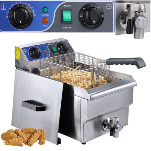 Click Here to See More Images Commercial Restaurant Electric 10L Deep Fryer w/ Timer and Drain Stainless Steel