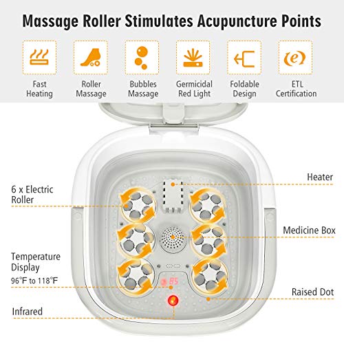 COSTWAY Foot Spa Bath Massager, Collapsible Feet Salon Tub with
