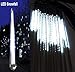 Bright Falling Rain Drop 20 Inches/50cm 650 Lights Snowfall 16FT Wire Extension Waterproof Transformer LED Lights Outdoor Double Sided, Set of 12 Meteor Shower Drop (Snow White), UL Certified