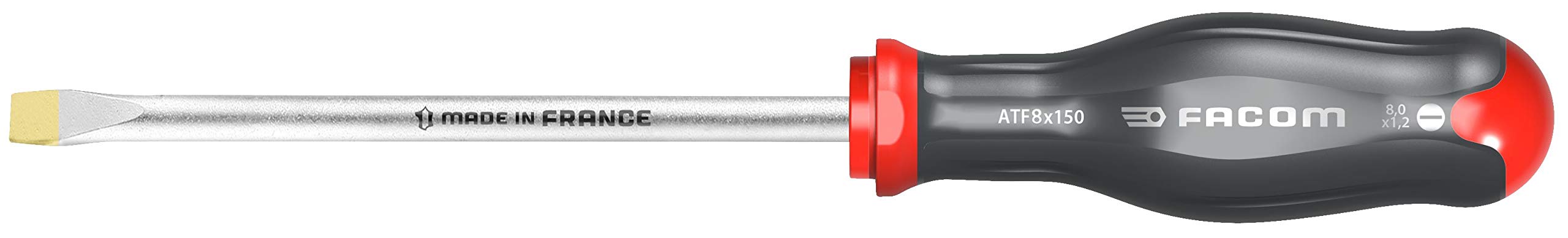 FACOM ATF8X150 PROTWIST Screwdriver for Slotted Screws - Forged Blades, Black