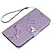 Galaxy S7 Case, Mavis's Diary 3D Handmade Embossed Wallet Bling Diamonds Butterfly Flowers PU Leather Magnetic Flip Folio Protective Shockproof Cover Card Holders (Purple)