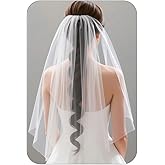 Latious 1 Tier Bride Wedding Veils White Elbow Length Short Bridal Veil Bachelorette Tulle Veils with Comb for Women