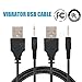 2 Fast Charging DC Vibrator Cable Cord for Rechargeable, Massagers, Work with Universal USB Power Supply Charger Black