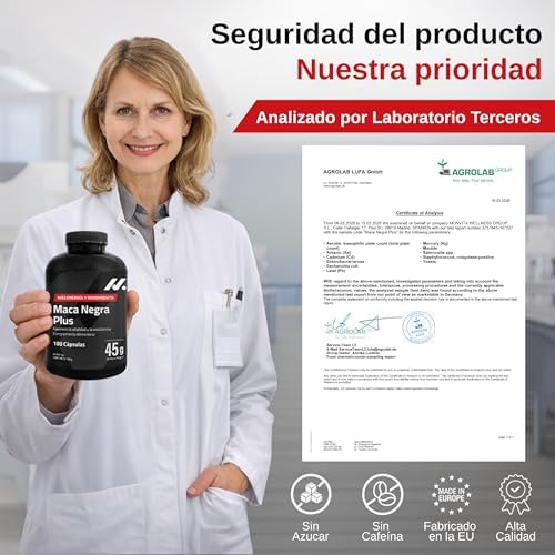 Maca Preta de Alta Potência – 45.000 mg Equivalente – Testosterona Natural Homem – 180 Cápsulas Vegan – Energia, Vitalidade e Culturismo – Produzido na UE - Nyvos — foto 6 de 8