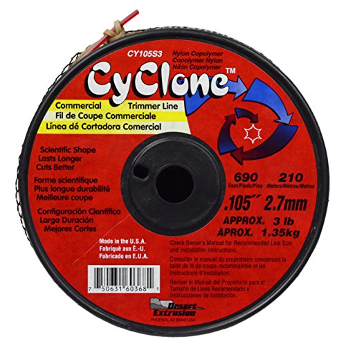 Cyclone .105-Inch 3-Pound Spool Commercial Grade 6-Blade Grass Trimmer Line, Red CY105S3 (2 Pack)