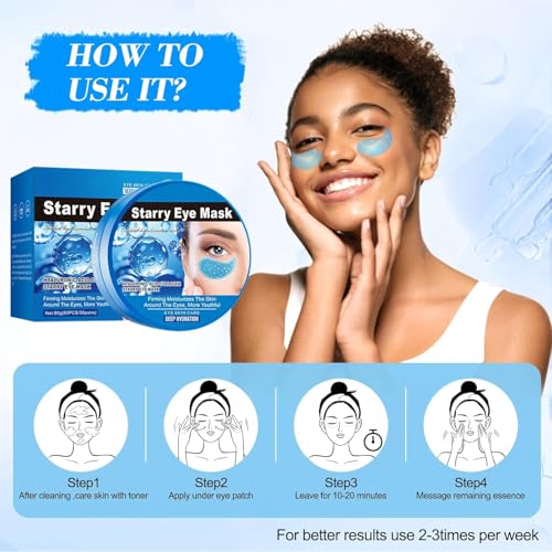Parche Coreano de Hidrogel con Péptidos y Colágeno - 60 Mascarillas Reafirmantes, Iluminadoras e Hidratantes para Ojos - Ojeras, Bolsas, Arrugas y Líneas Finas - Under Eye Patches (Péptidos)