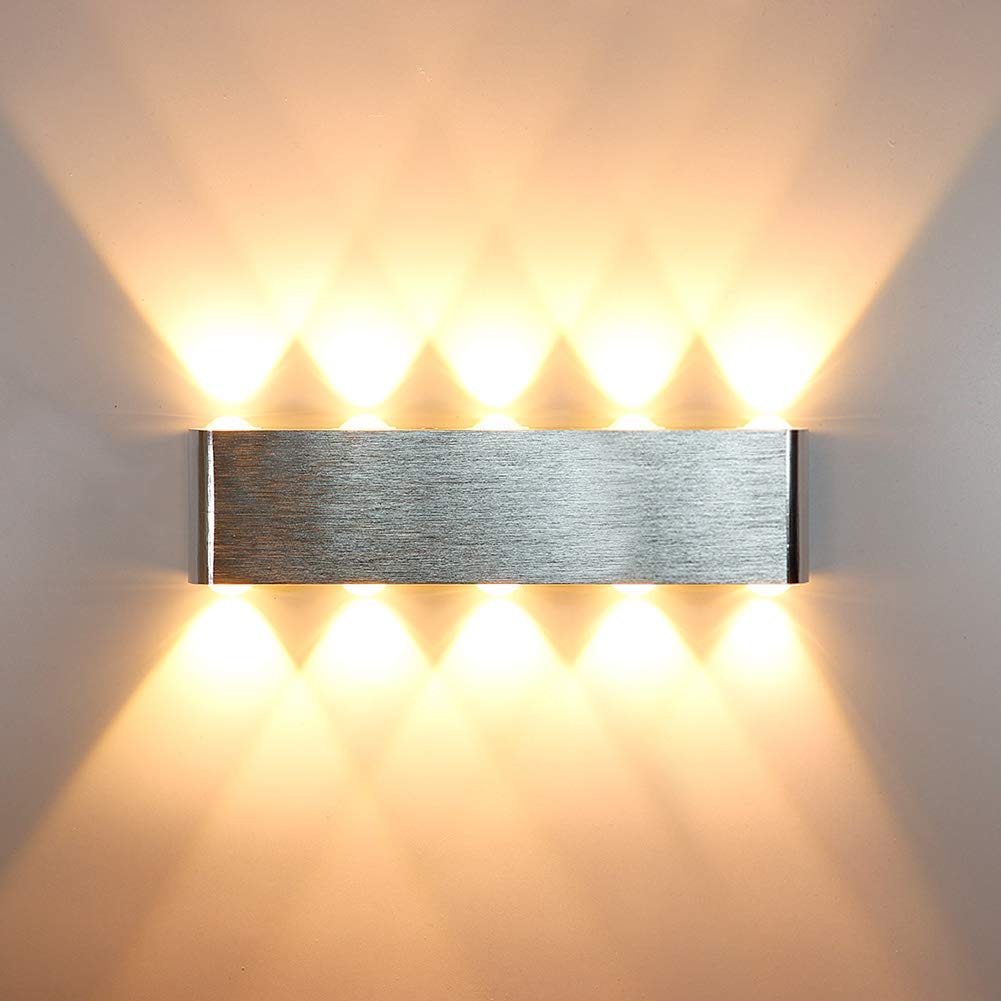 KAWELL Aluminum LED Wall Wash Lights Modern Wall Light LED Wall Lamp Up Down Indoor Lighting for Bedroom Corridor Living Room Stairs Hallway KTV, 20W Warm White