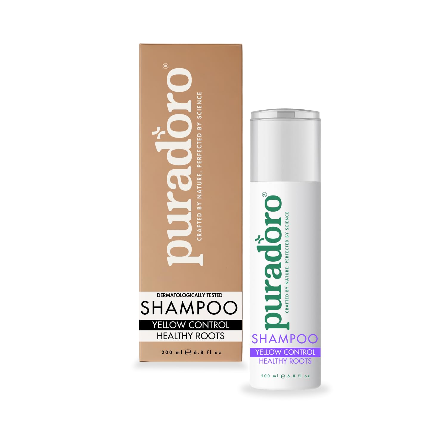 Puradoro Yellow Control & Healthy Roots Purple Shampoo – Neutralizes Yellow Tones, Enriched with Purple Carrot & Citrus Essential Oils, Natural Formula for Blonde, Grey & Highlighted Hair