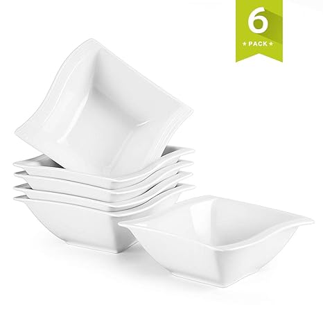 MALACASA, Serie Flora, 6 TLG. Porzellan Schüsseln Set Schale Müslischale Dessertschalen Reisschüsseln 5,75 Zoll / 14x14,5x5,5
