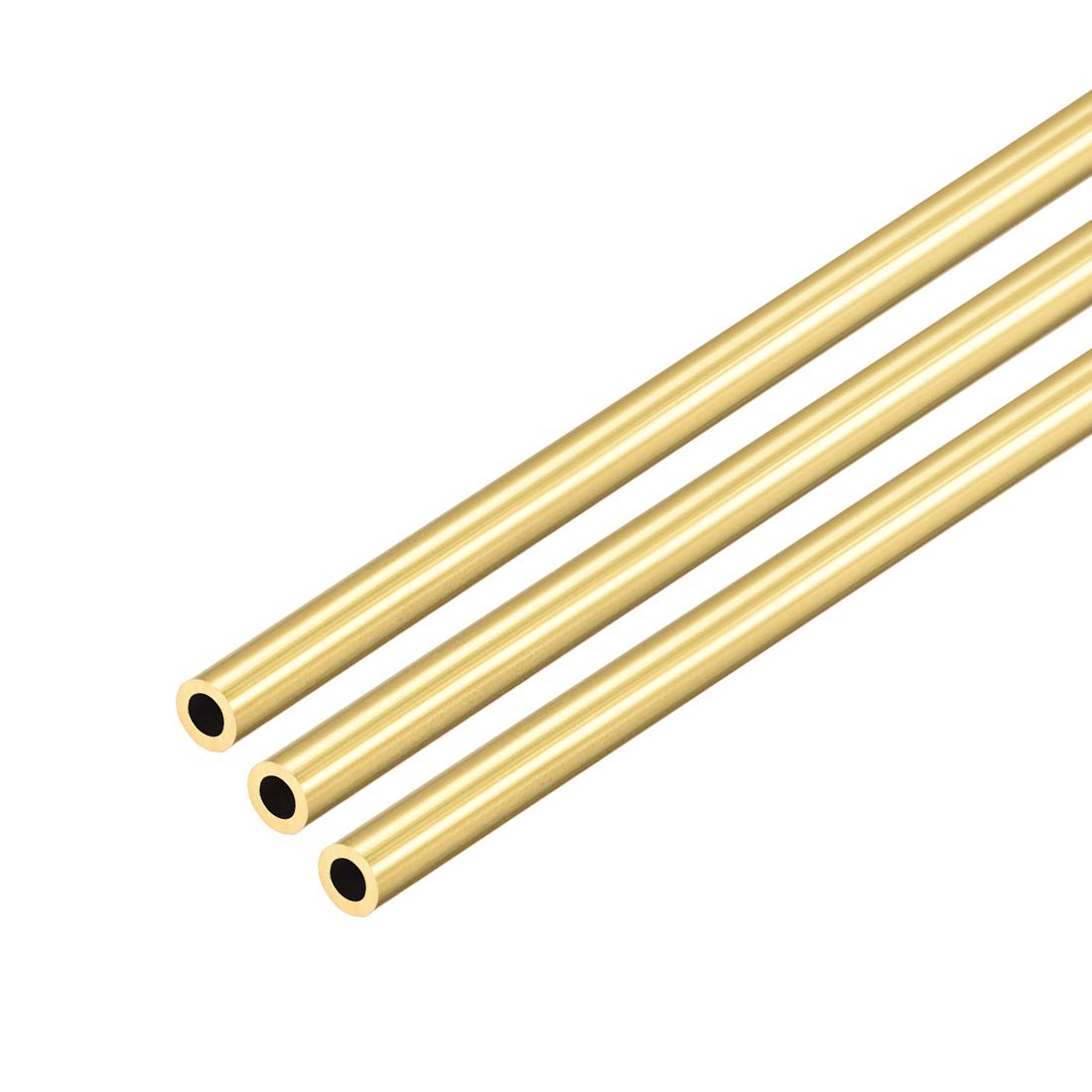 sourcing map Brass Round Tube, 300mm Length 5mm OD 1mm Wall Thickness, Seamless Straight Pipe Tubing 3 Pcs