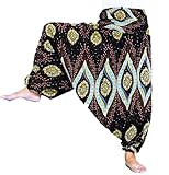 Loongcha Women Harem Pants 2 in 1 Wearing Smocked Waist Yoga Aladdin