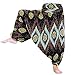Loong Cha's Women Fine Art Print Smocked Waist Harem Jumpsuit Pants