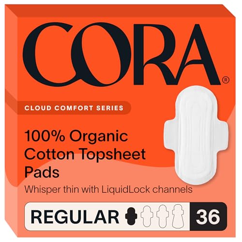 Cora 100% Organic Cotton Topsheet Pads (36 Regular Pads)