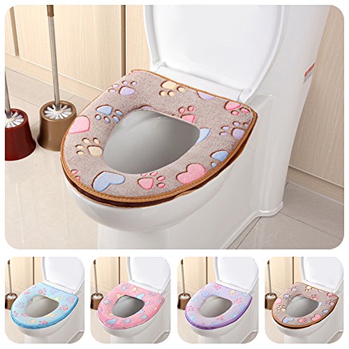 Ya Jin Cat Paws Toilet Seat & Lid Cover Soft Warmer Plush Closestool Seat Cushion Pads Set Purple