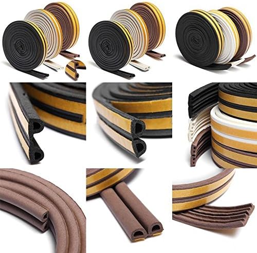 Lessonmart 5M I-Type Foam Seal Strip Soundproofing Draught Self Adhesive Home Window Door Excluder Seal Strip Rubber Weather Strip 3 Colors