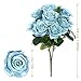 Silk Rose Blue 10 Heads SOLEDI Artificial Flower French Rose Fake for Bridal Bouquet Wedding Living Room Table Home Garden Decoration