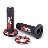 MOTORCYCLE DIRT PIT BIKE GRIPS MOTOCROSS HANDLE BAR 7/8 RUBBER GEL DUAL DENSITY MX GRIPS (Red)