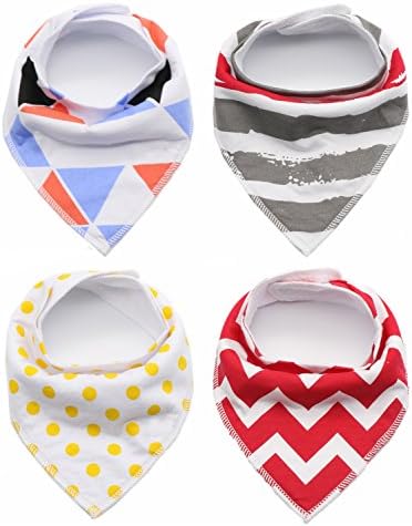 Unisex Baby Bandana Drool Bibs 4 Pack polychrome Design For Girl or Boy Newborn to Toddler