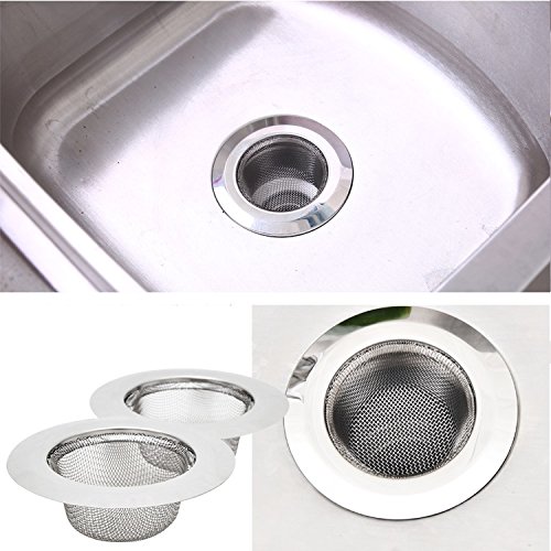 2 Pcs Stainless-Steel Kitchen Mesh Silver Sink Strainer Large Wide Rim 4.5" Diameter,Perfect for Kitchen Sinks
