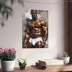 HMLZSJ Nude Muscle Male Torso Portrait Art Gay