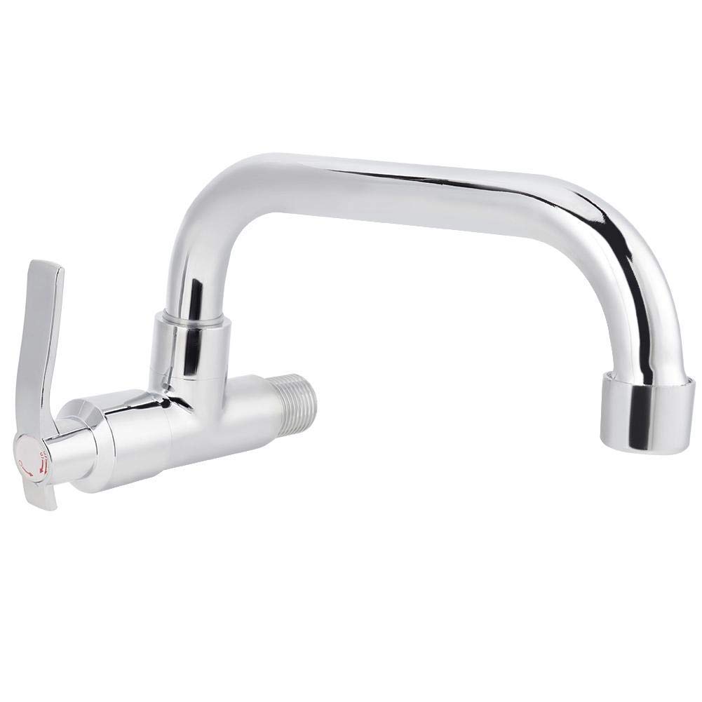 G1/2in Practical Brass Structure Wall Mounted Single Cold Water Tap Sink Water Faucet Ergonomically Designed Handle for Home Kitchen Use(20cm)